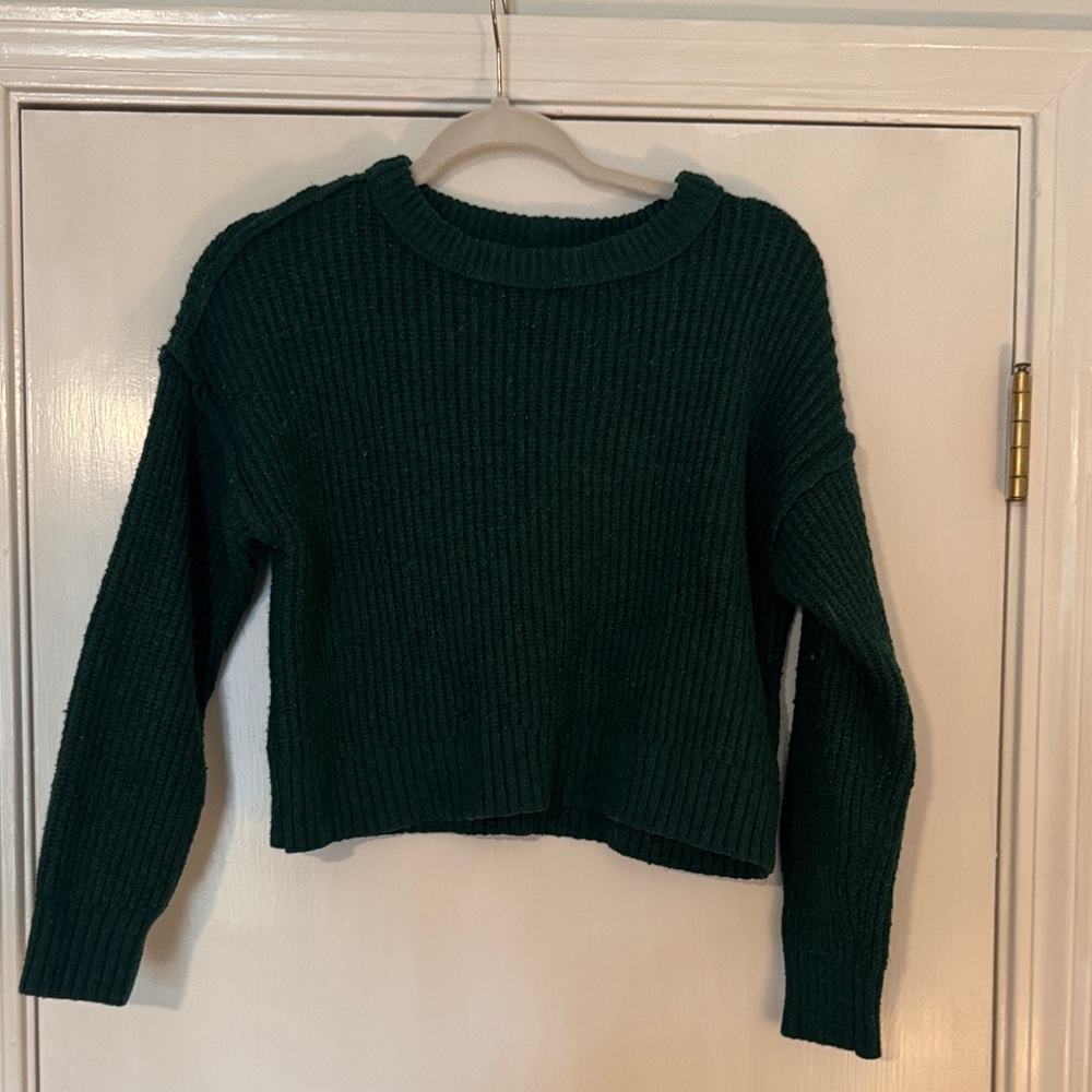 VINTAGE Women's American Eagle Dark Green Ribbed Knit Sweater
